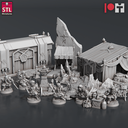 3D Printed STL Miniatures Dwarven Camp Set 28 - 32mm War Gaming D&D