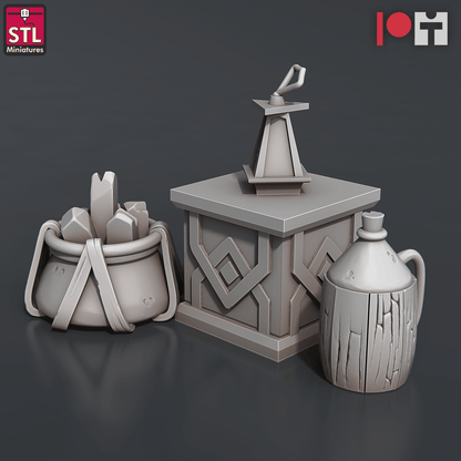 3D Printed STL Miniatures Dwarven Camp Set 28 - 32mm War Gaming D&D