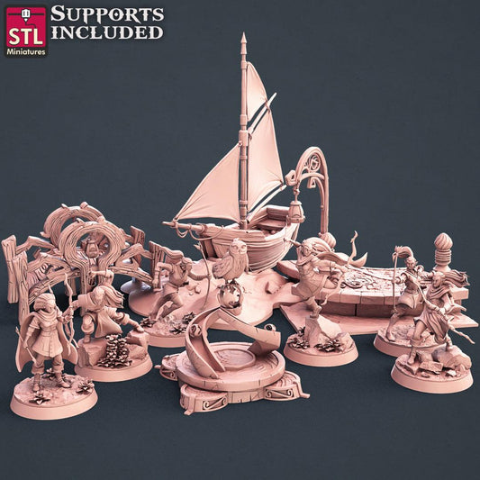 3D Printed STL Miniatures Elf Archers Set 28 - 32mm War Gaming D&D