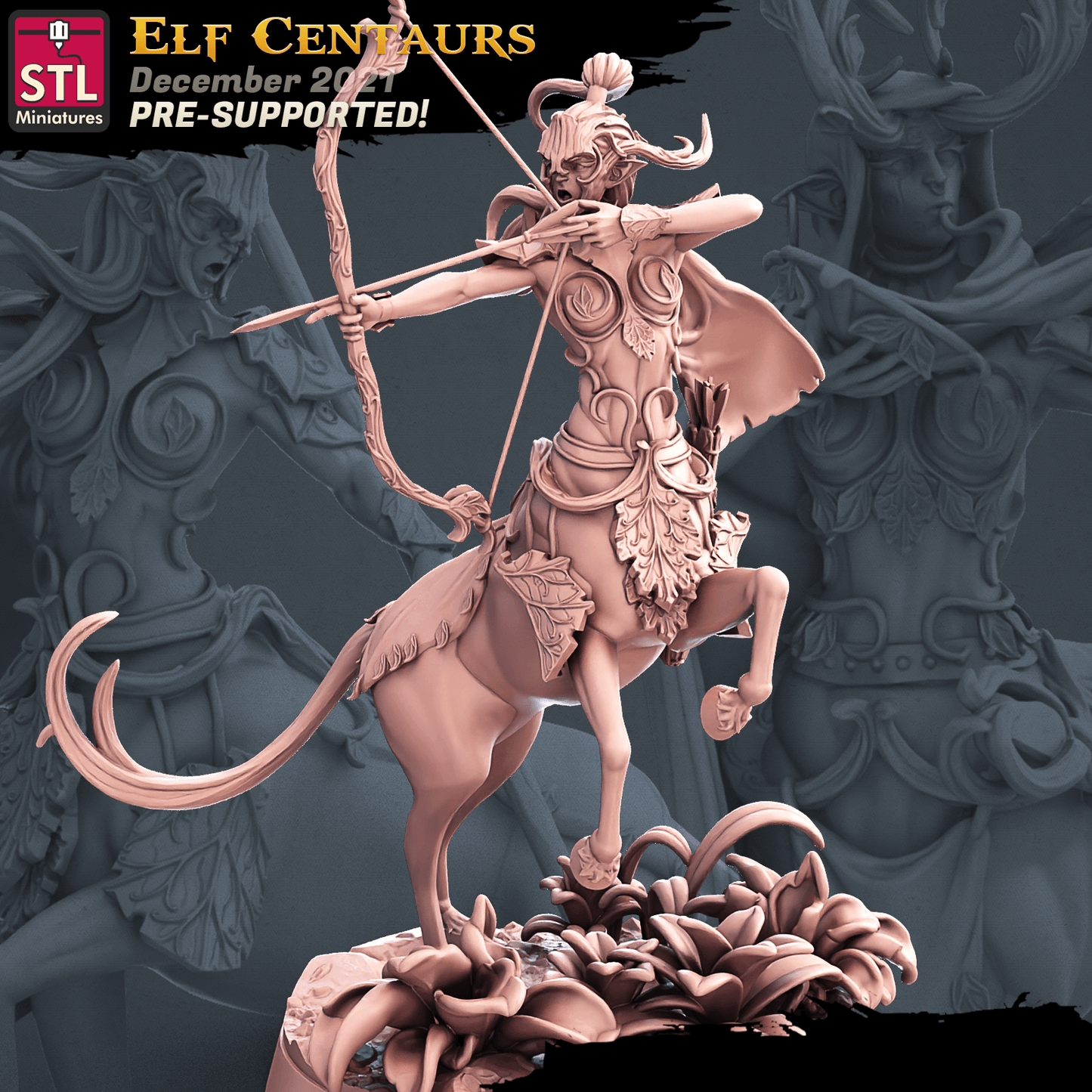 3D Printed STL Miniatures Elf Centaurs Set 28 - 32mm War Gaming D&D