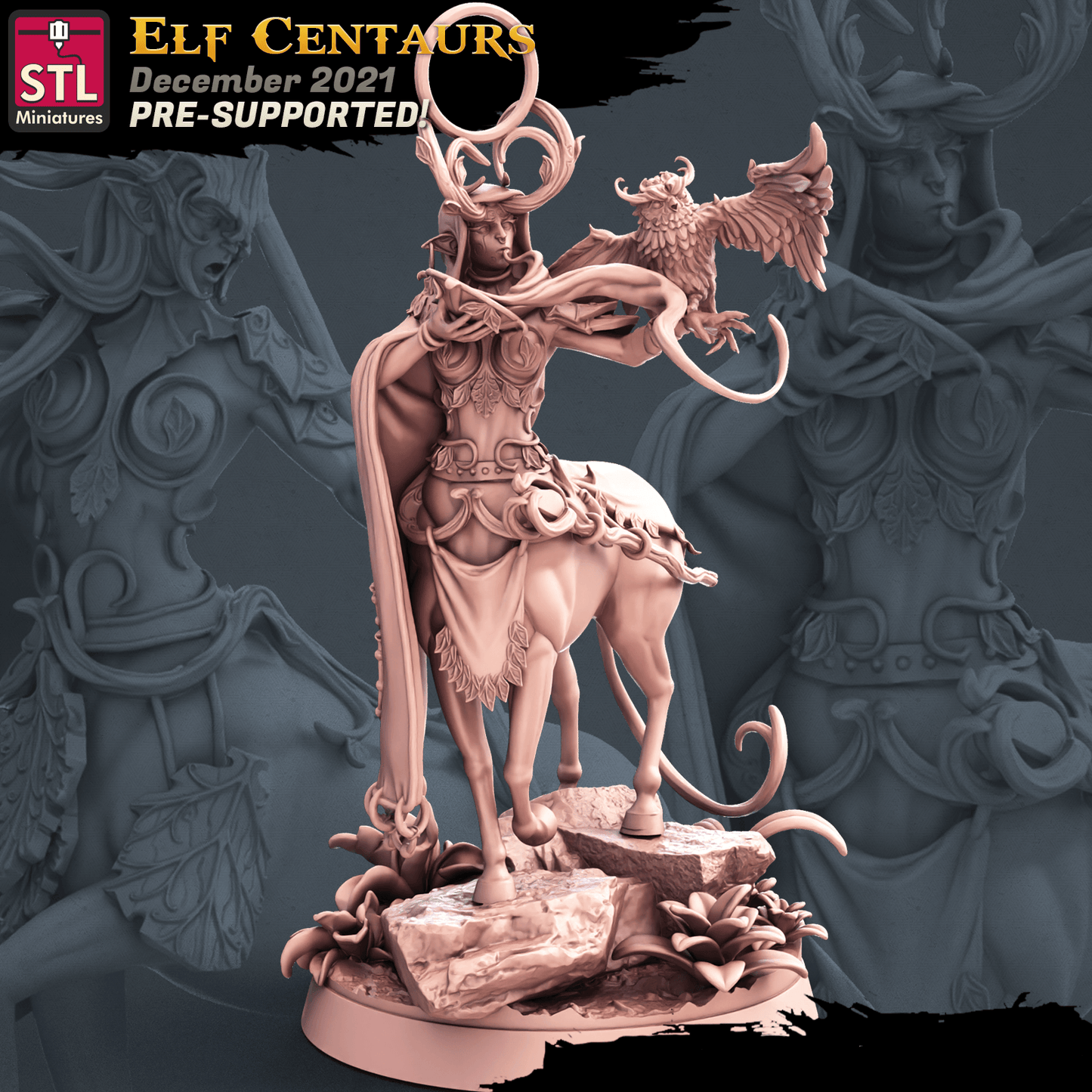 3D Printed STL Miniatures Elf Centaurs Set 28 - 32mm War Gaming D&D