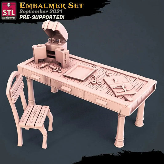 3D Printed STL Miniatures Embalmer Set Fantasy NPC 2 | 28 - 32mm War Gaming D&D