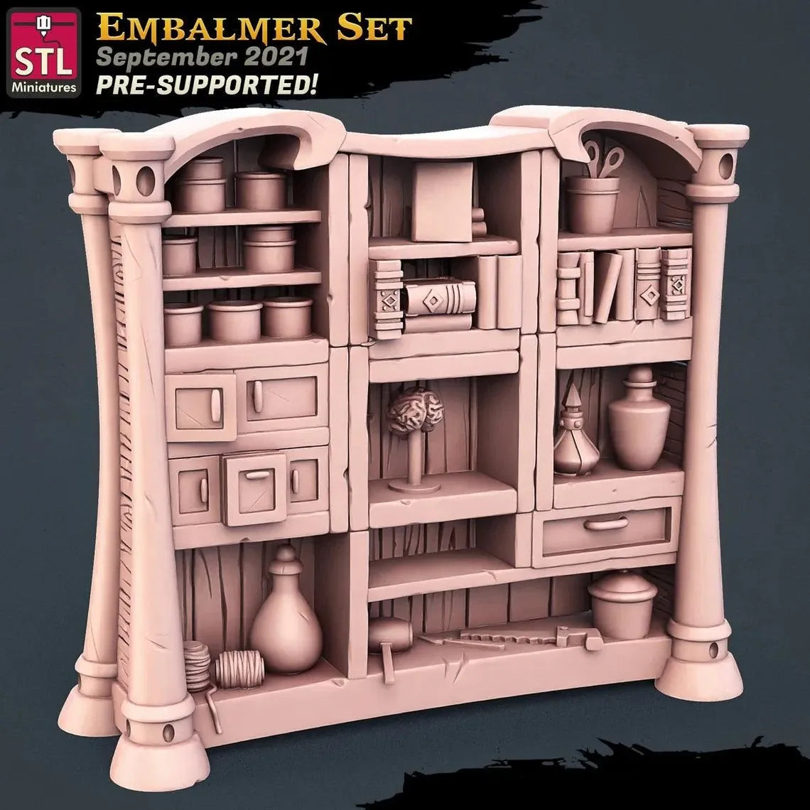 3D Printed STL Miniatures Embalmer Set Fantasy NPC 2 | 28 - 32mm War Gaming D&D