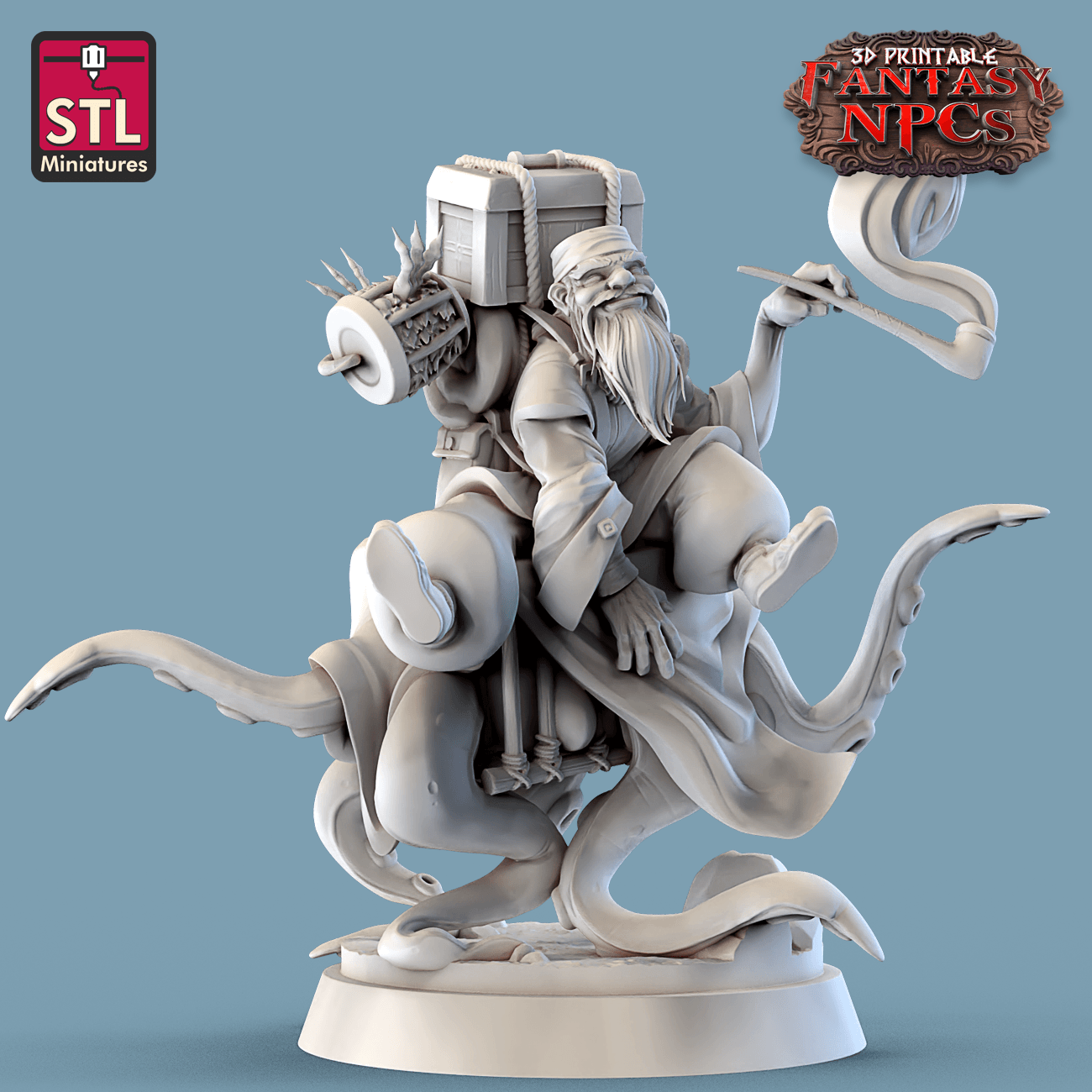 3D Printed STL Miniatures Exotic Pet Vendor Set Fantasy NPC 28mm - 32mm War Gaming D&D