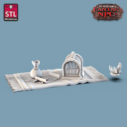 3D Printed STL Miniatures Exotic Pet Vendor Set Fantasy NPC 28mm - 32mm War Gaming D&D