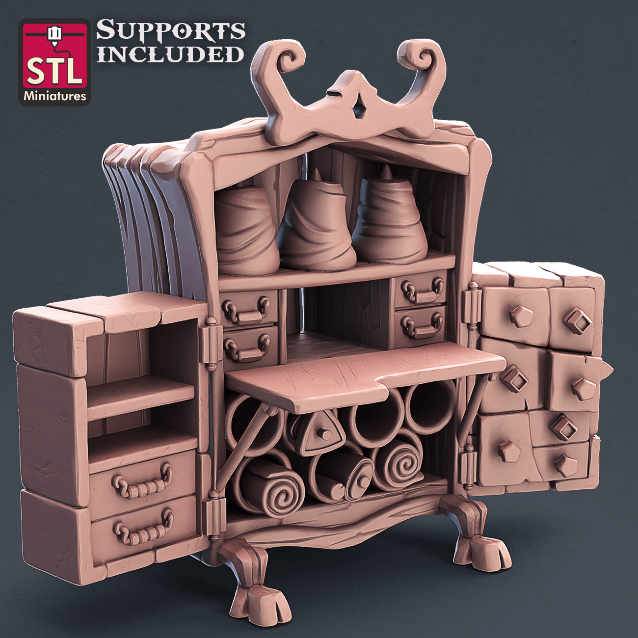 3D Printed STL Miniatures Fabric Seller Set 28mm - 32mm War Gaming D&D