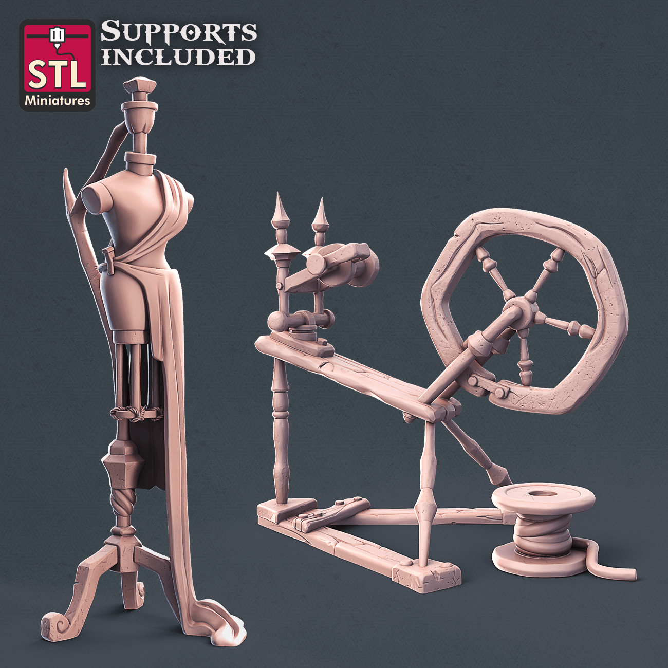 3D Printed STL Miniatures Fabric Seller Set 28mm - 32mm War Gaming D&D