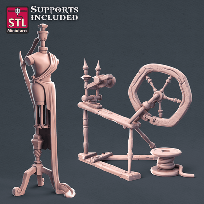 3D Printed STL Miniatures Fabric Seller Set 28mm - 32mm War Gaming D&D