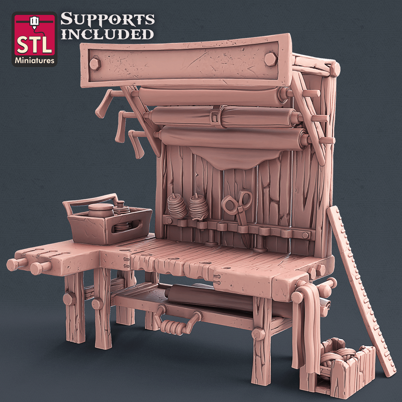 3D Printed STL Miniatures Fabric Seller Set 28mm - 32mm War Gaming D&D
