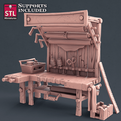 3D Printed STL Miniatures Fabric Seller Set 28mm - 32mm War Gaming D&D