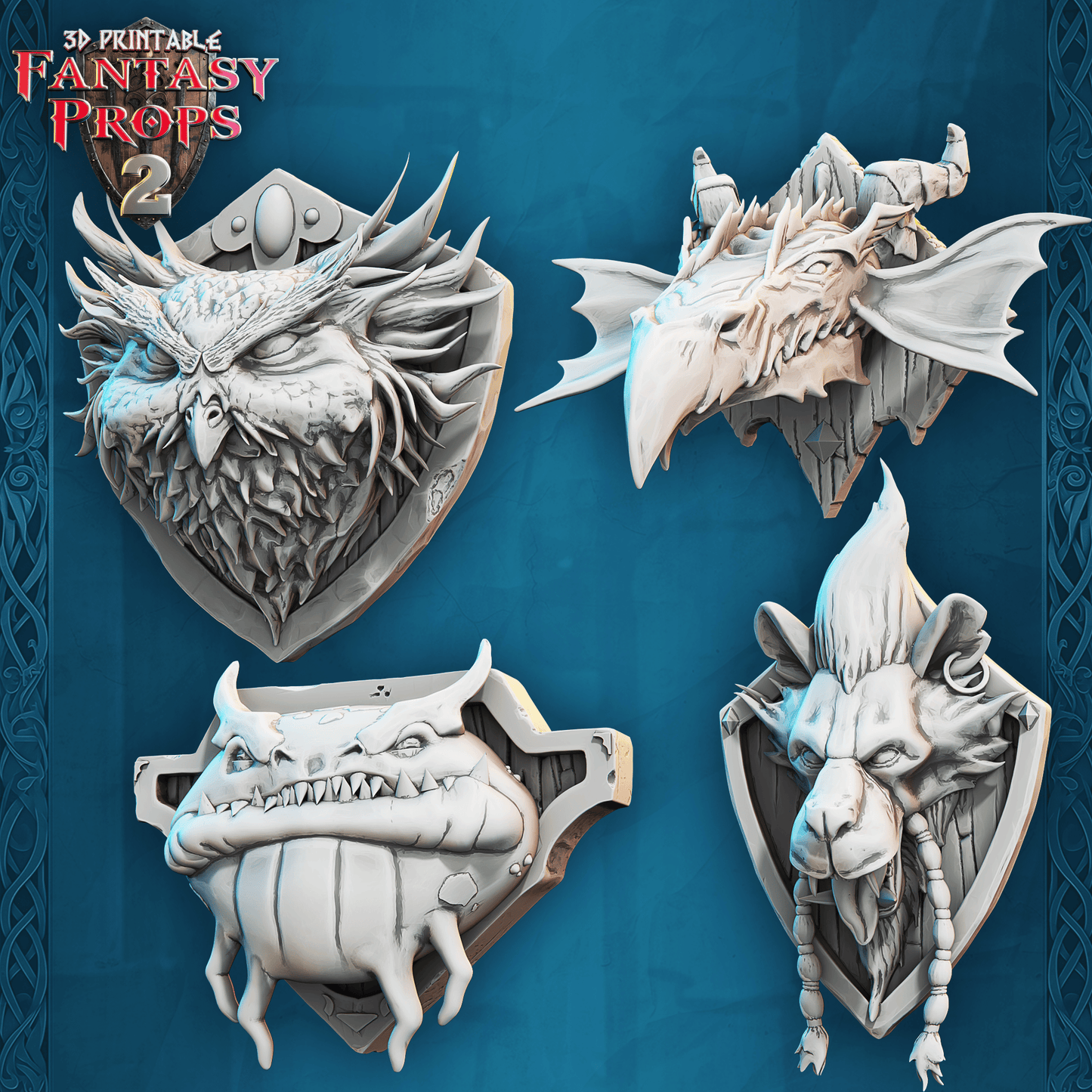 3D Printed STL Miniatures Fantasy Props 2 Museum Set 28 - 32mm War Gaming D&D