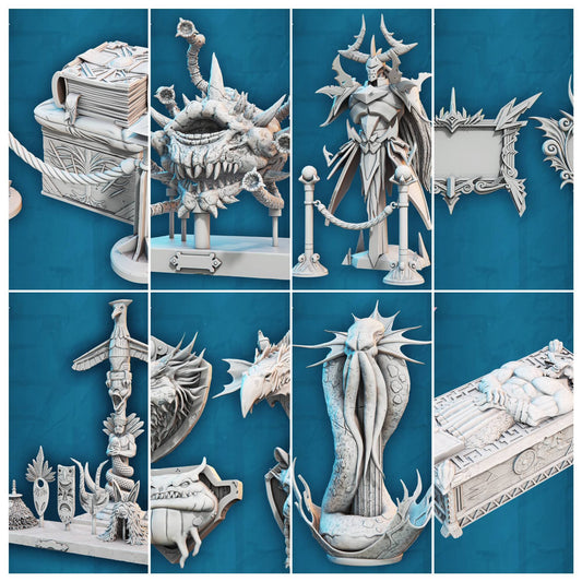 3D Printed STL Miniatures Fantasy Props 2 Museum Set 28 - 32mm War Gaming D&D