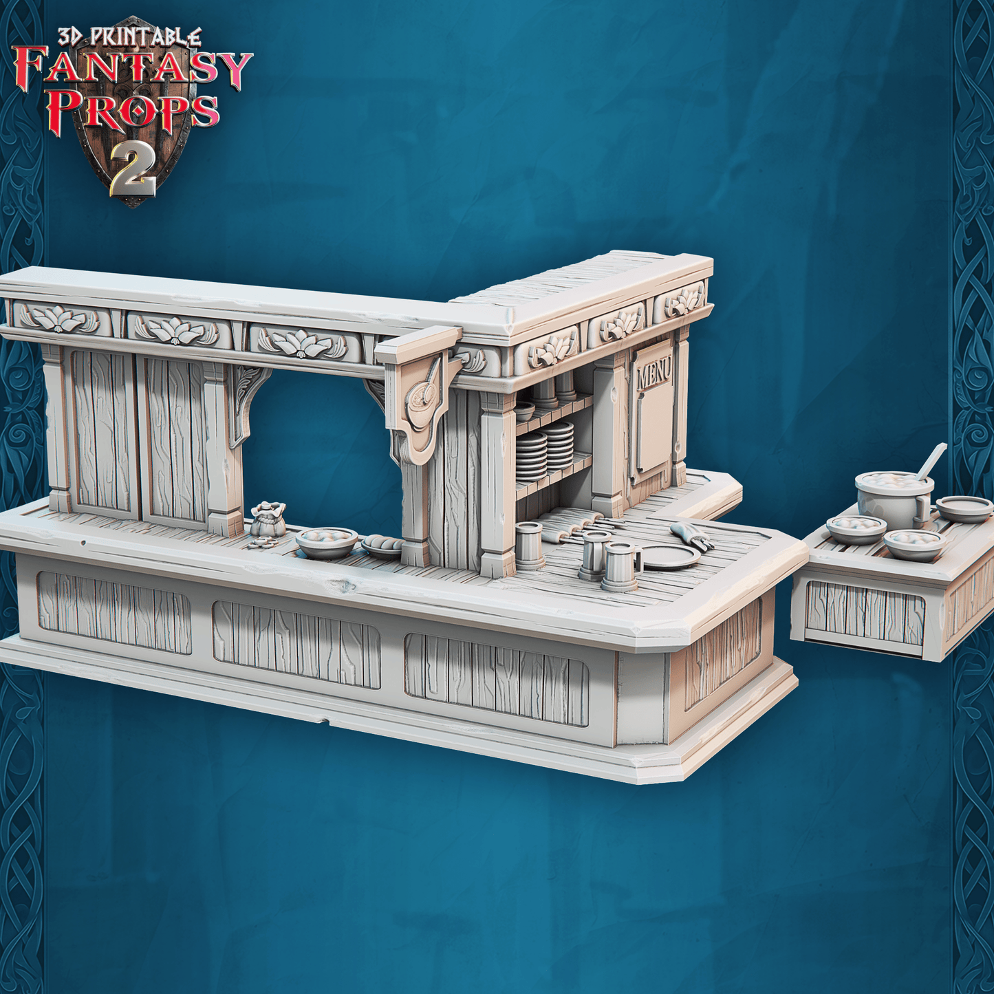3D Printed STL Miniatures Fantasy Props 2 Tavern 28 - 32mm War Gaming D&D
