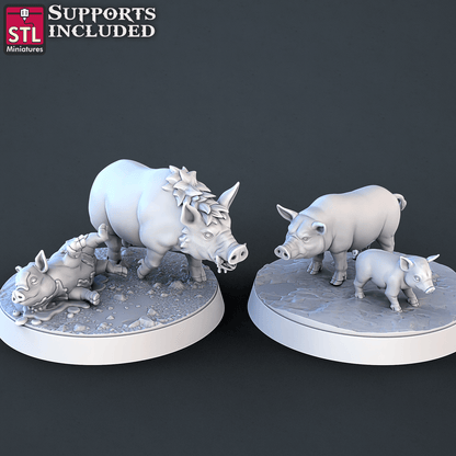 3D Printed STL Miniatures Farm Animals Set | 28 - 32mm War Gaming D&D