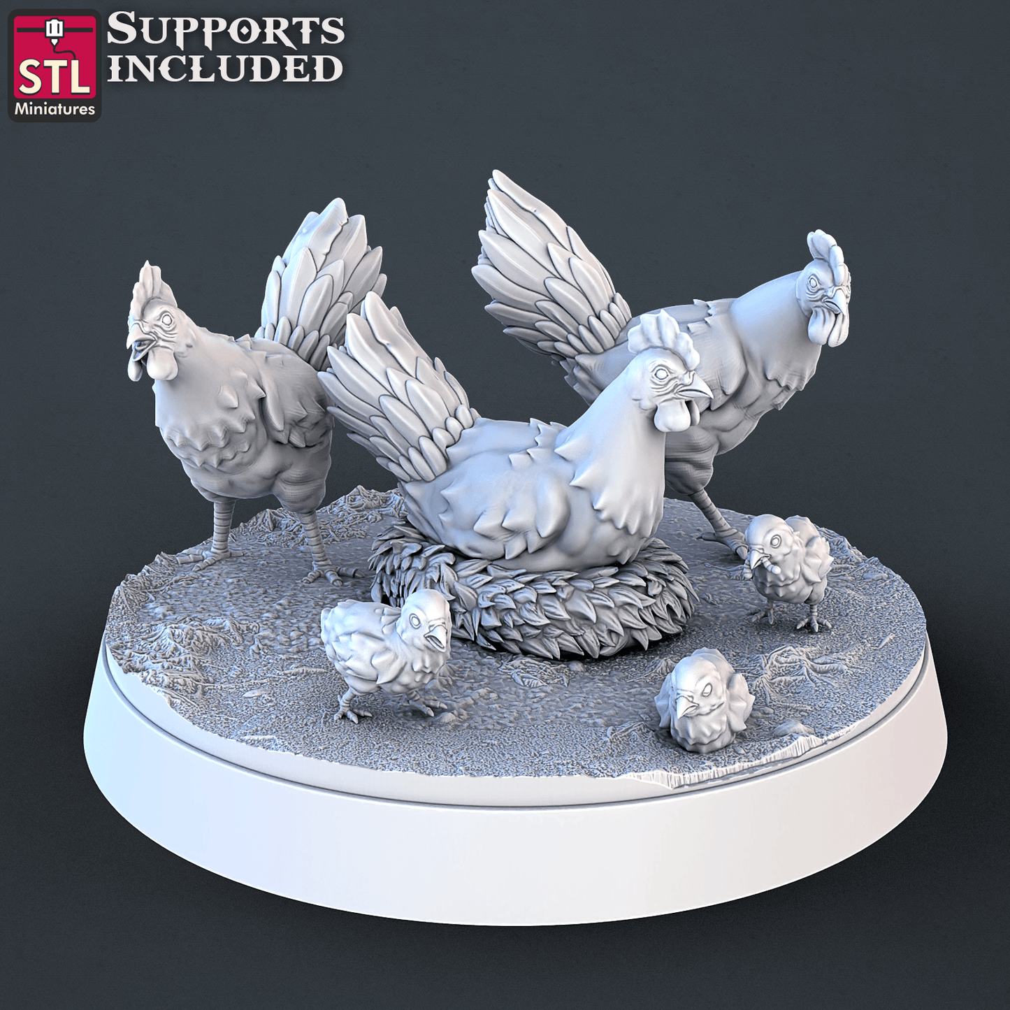 3D Printed STL Miniatures Farm Animals Set | 28 - 32mm War Gaming D&D