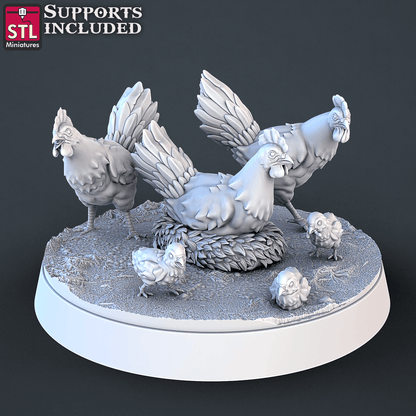 3D Printed STL Miniatures Farm Animals Set | 28 - 32mm War Gaming D&D