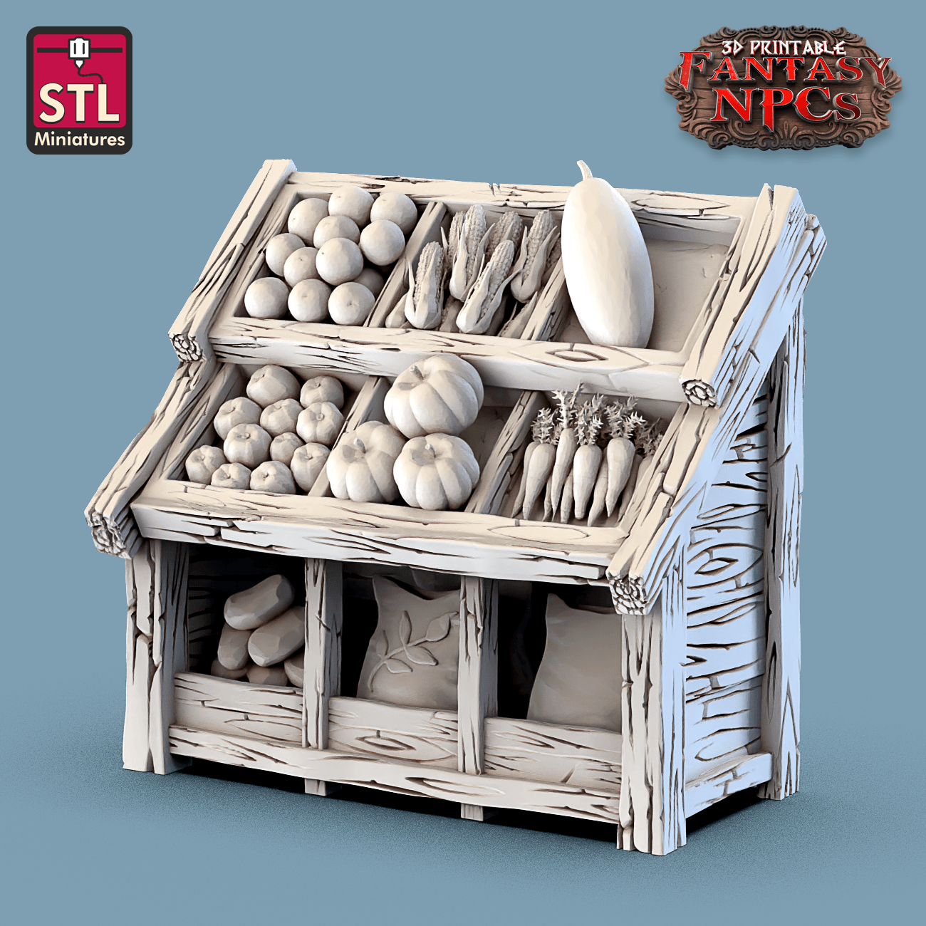 3D Printed STL Miniatures Farmer Set Fantasy NPC 28mm - 32mm War Gaming D&D