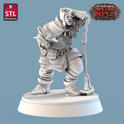 3D Printed STL Miniatures Farmer Set Fantasy NPC 28mm - 32mm War Gaming D&D