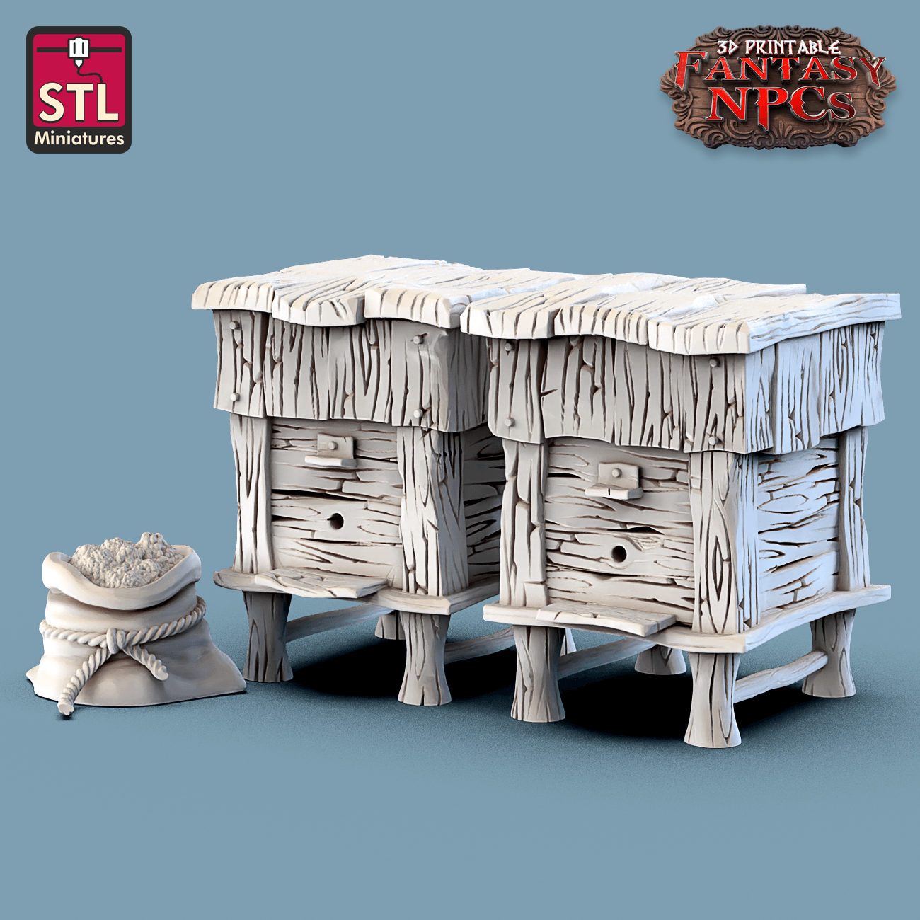 3D Printed STL Miniatures Farmer Set Fantasy NPC 28mm - 32mm War Gaming D&D