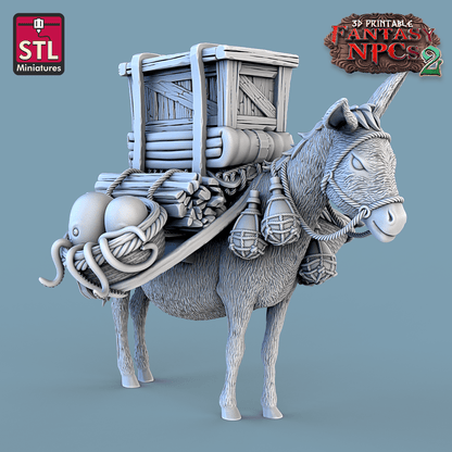 3D Printed STL Miniatures Fish Vendor Set Fantasy NPC 2 | 28 - 32mm War Gaming D&D