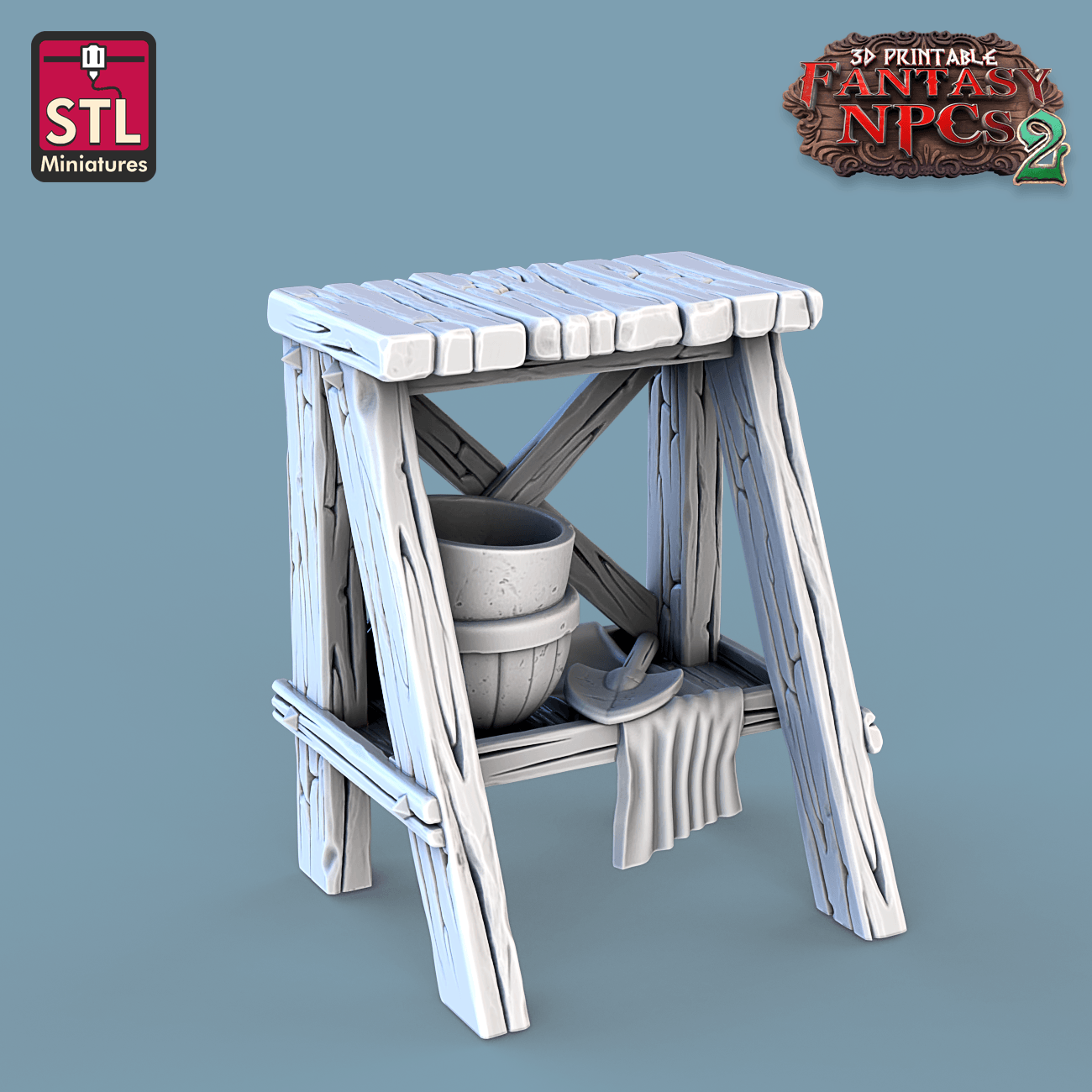 3D Printed STL Miniatures Florist Set Fantasy NPC 2 | 28 - 32mm War Gaming D&D