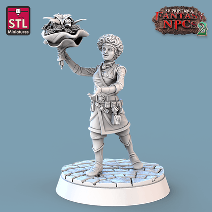 3D Printed STL Miniatures Florist Set Fantasy NPC 2 | 28 - 32mm War Gaming D&D