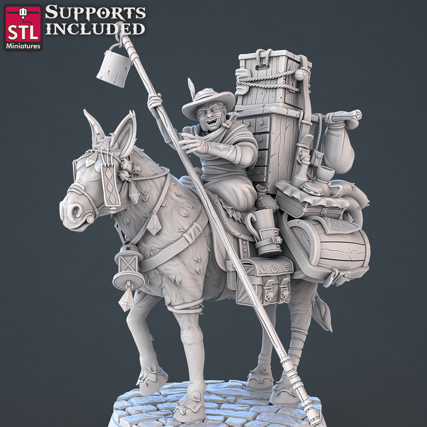 3D Printed STL Miniatures Food Vendors Set 28mm - 32mm War Gaming D&D