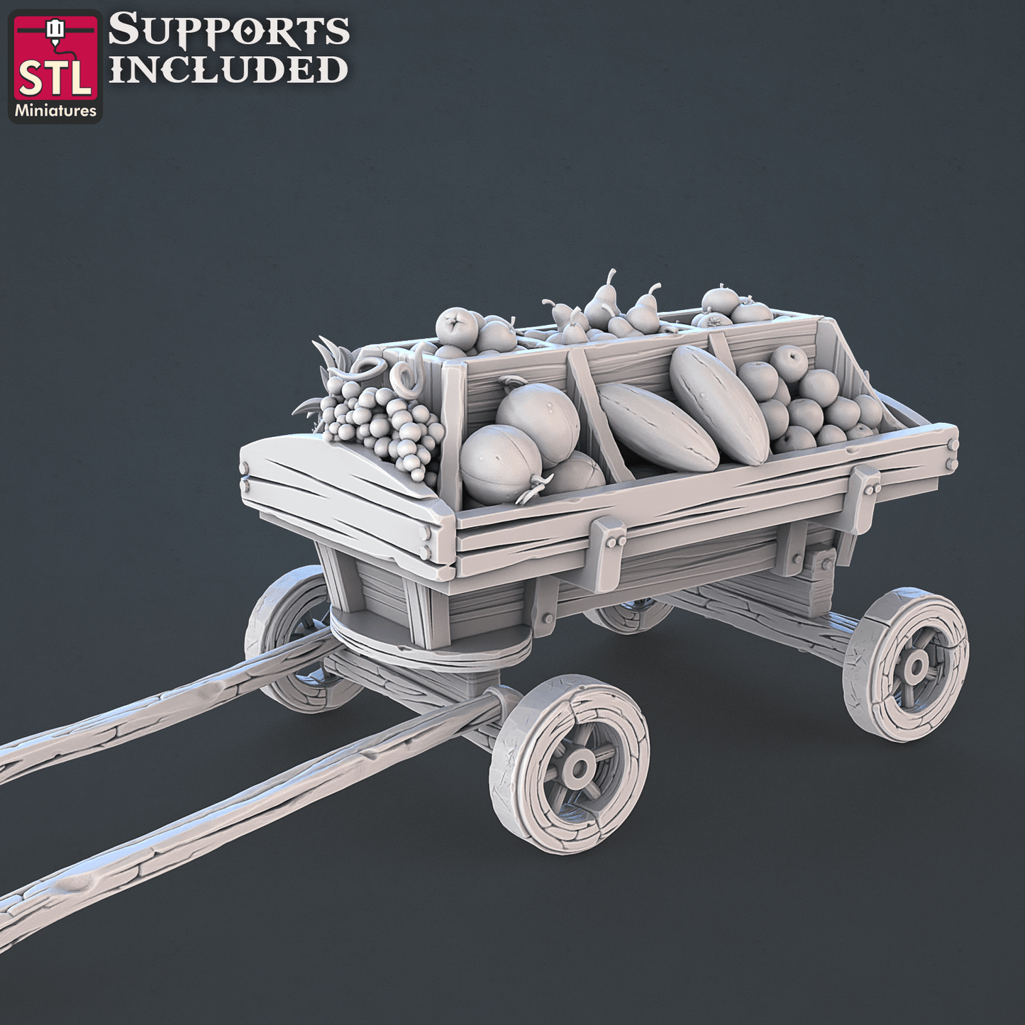 3D Printed STL Miniatures Food Vendors Set 28mm - 32mm War Gaming D&D
