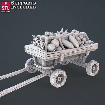 3D Printed STL Miniatures Food Vendors Set 28mm - 32mm War Gaming D&D