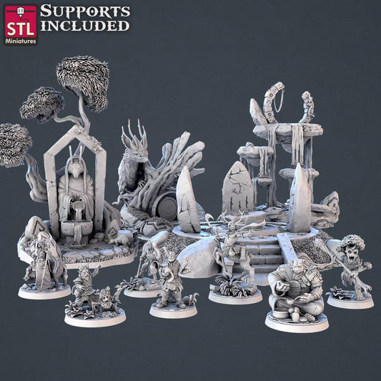 3D Printed STL Miniatures Forest Protectors Set 28 - 32mm War Gaming D&D