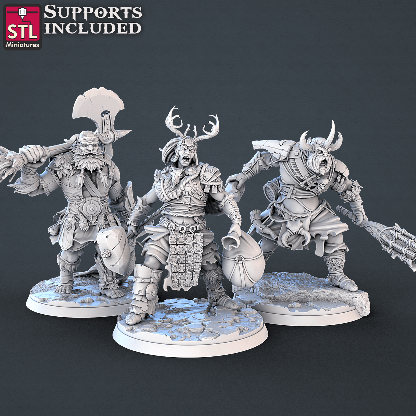 3D Printed STL Miniatures Frost Giants Set | 28 - 32mm War Gaming D&D