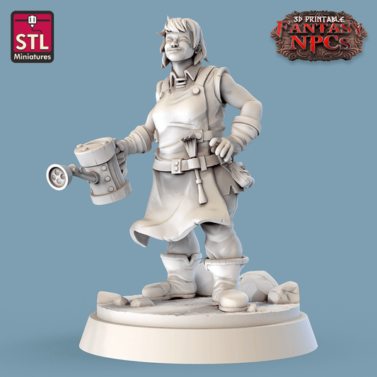 3D Printed STL Miniatures Gardener Set Fantasy NPC 28mm - 32mm War Gaming D&D