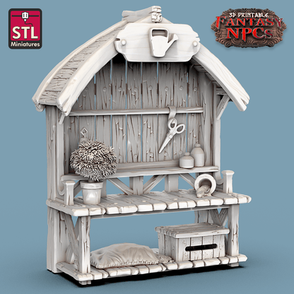 3D Printed STL Miniatures Gardener Set Fantasy NPC 28mm - 32mm War Gaming D&D