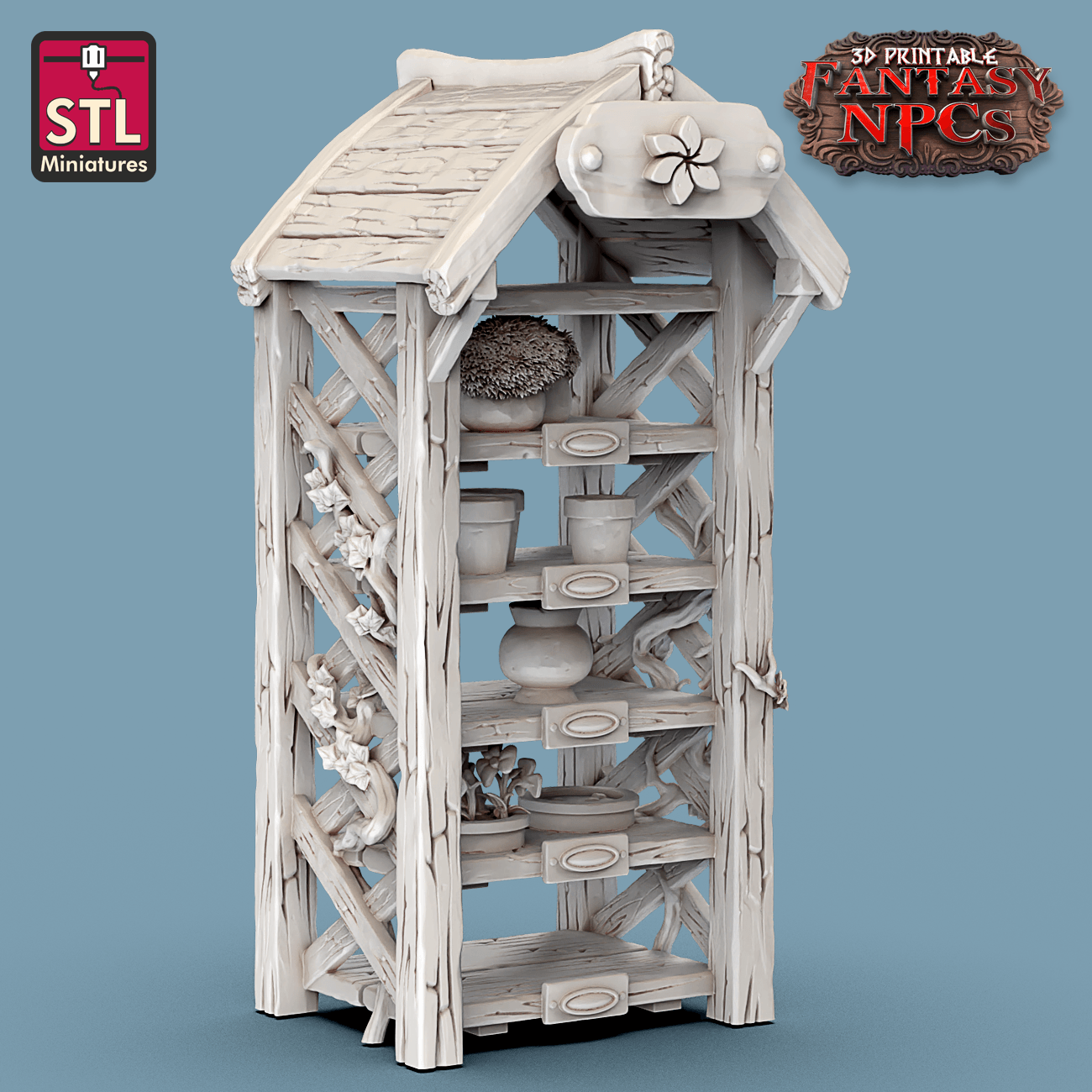 3D Printed STL Miniatures Gardener Set Fantasy NPC 28mm - 32mm War Gaming D&D