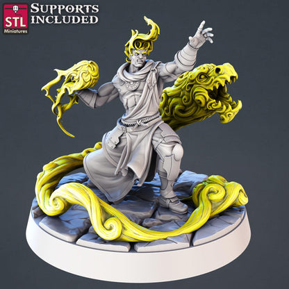 3D Printed STL Miniatures Genasi Set 28 - 32mm War Gaming D&D