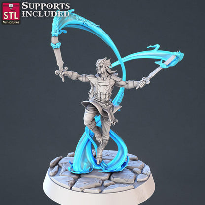 3D Printed STL Miniatures Genasi Set 28 - 32mm War Gaming D&D