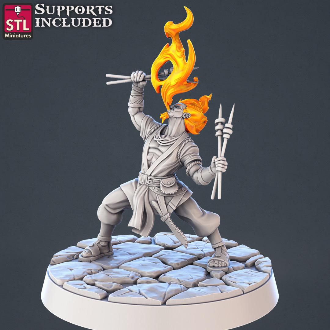 3D Printed STL Miniatures Genasi Set 28 - 32mm War Gaming D&D