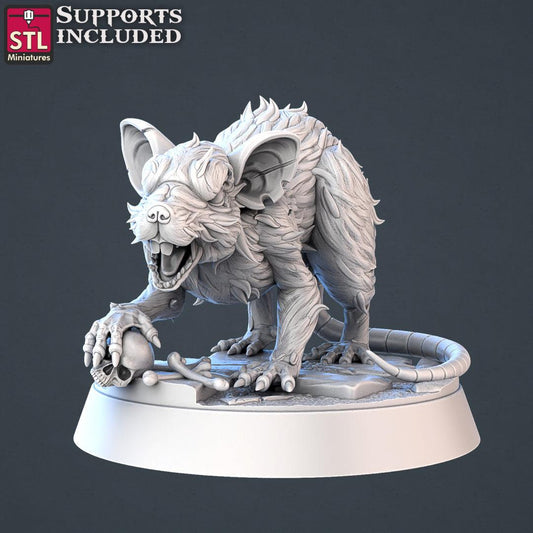 3D Printed STL Miniatures Giant Rats | 28 - 32mm War Gaming D&D