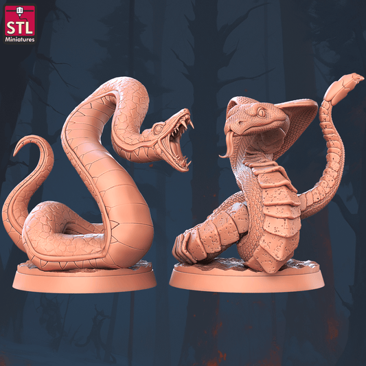 3D Printed STL Miniatures Giant Snake Set 28 - 32mm War Gaming D&D