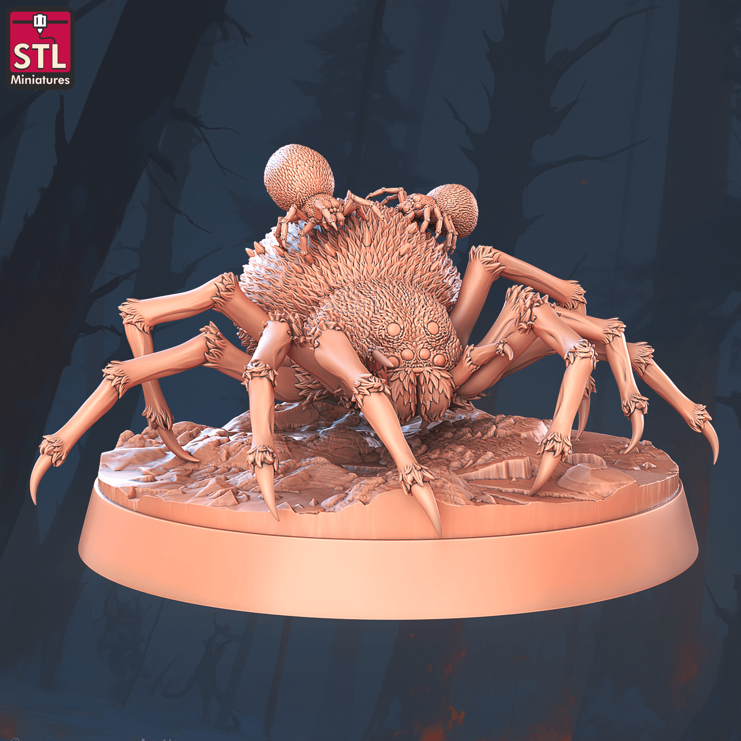3D Printed STL Miniatures Giant Spiders Set 28 - 32mm War Gaming D&D