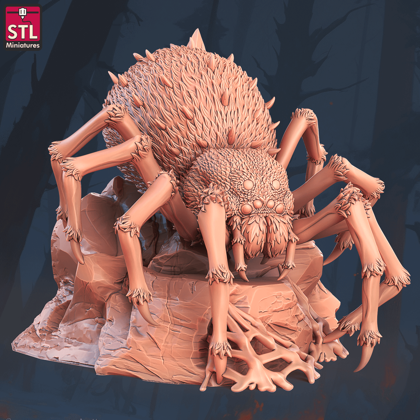 3D Printed STL Miniatures Giant Spiders Set 28 - 32mm War Gaming D&D