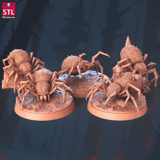 3D Printed STL Miniatures Giant Spiders Set 28 - 32mm War Gaming D&D