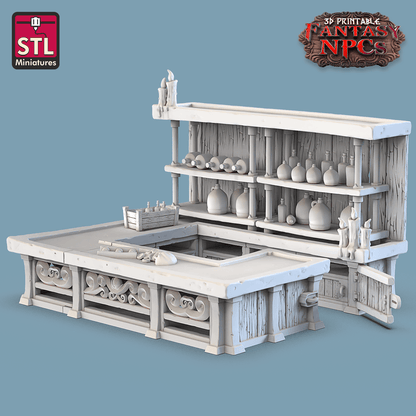 3D Printed STL Miniatures Glassblower Set Fantasy NPC 28mm - 32mm War Gaming D&D