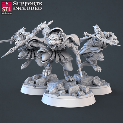 3D Printed STL Miniatures Gnoll Set 28mm - 32mm War Gaming D&D