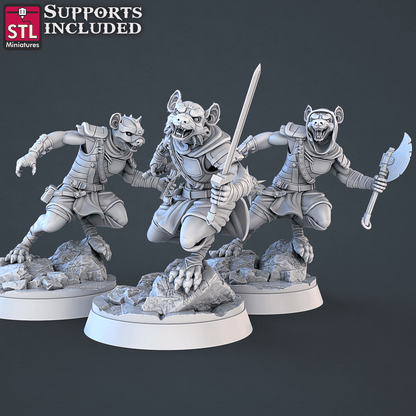 3D Printed STL Miniatures Gnoll Set 28mm - 32mm War Gaming D&D