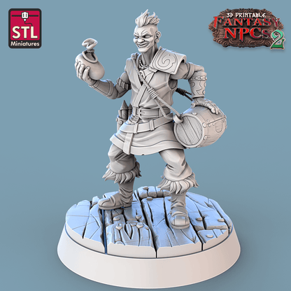 3D Printed STL Miniatures Gunpowder Vendors Set Fantasy NPC 2 | 28 - 32mm War Gaming D&D