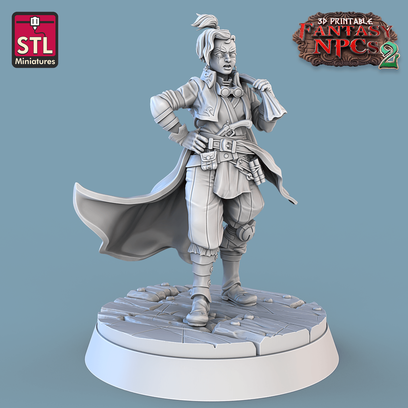 3D Printed STL Miniatures Gunpowder Vendors Set Fantasy NPC 2 | 28 - 32mm War Gaming D&D