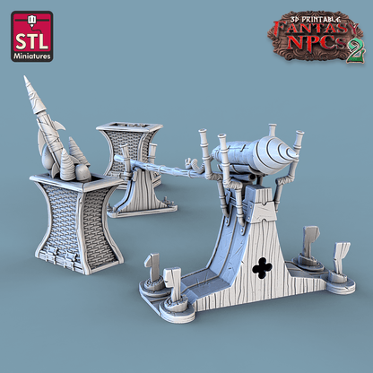 3D Printed STL Miniatures Gunpowder Vendors Set Fantasy NPC 2 | 28 - 32mm War Gaming D&D