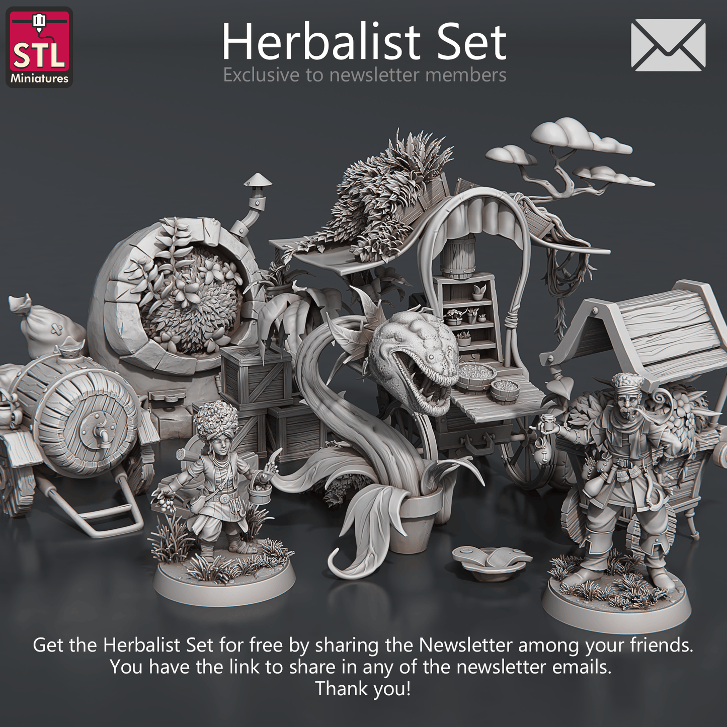 3D Printed STL Miniatures Herbalist Set 28 - 32mm War Gaming D&D