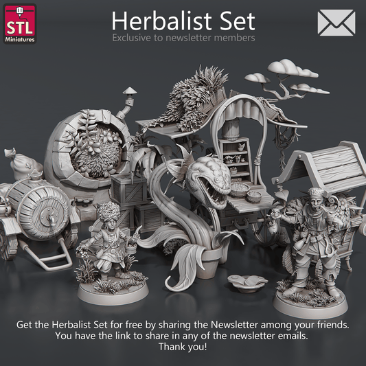 3D Printed STL Miniatures Herbalist Set 28 - 32mm War Gaming D&D